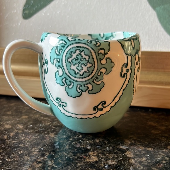 Anthropologie Turquoise and White Ceramic Mug - Picture 4 of 7